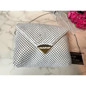 La Regale Twilight white mesh bag Vintage 1970's glam NWT long chain handle